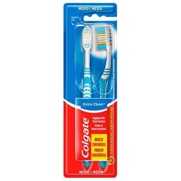 Imagem de Escova Dentes Colgate Extra Clean Twin Pack Média